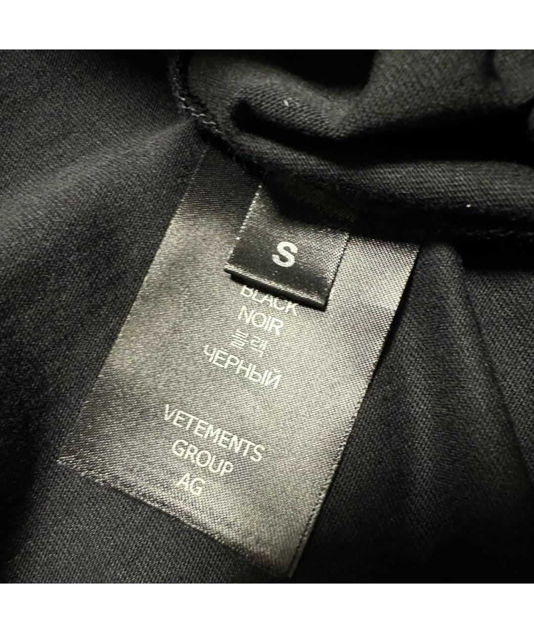 VETEMENTS Черная хлопковая футболка, фото 7