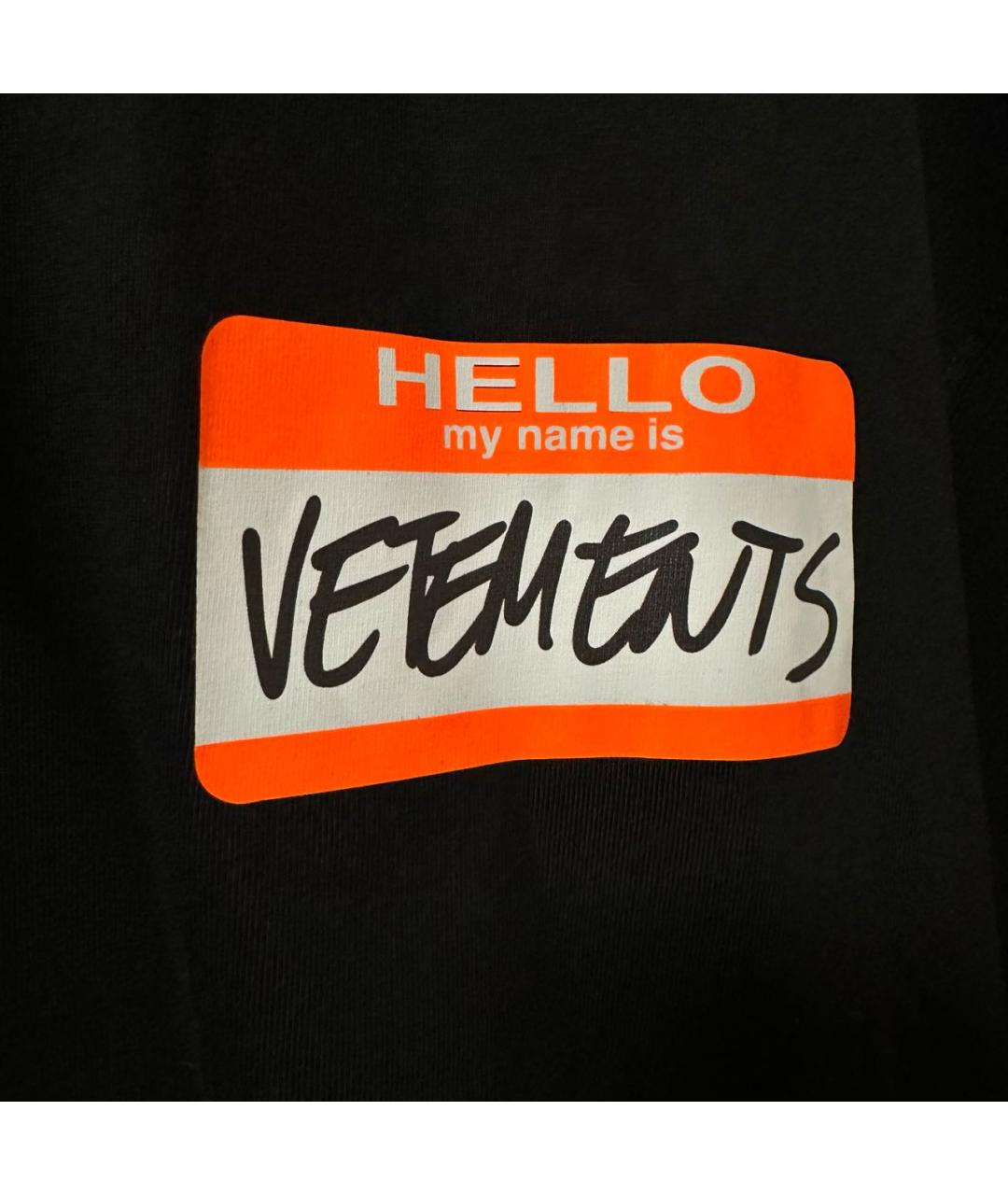 VETEMENTS Черная хлопковая футболка, фото 3