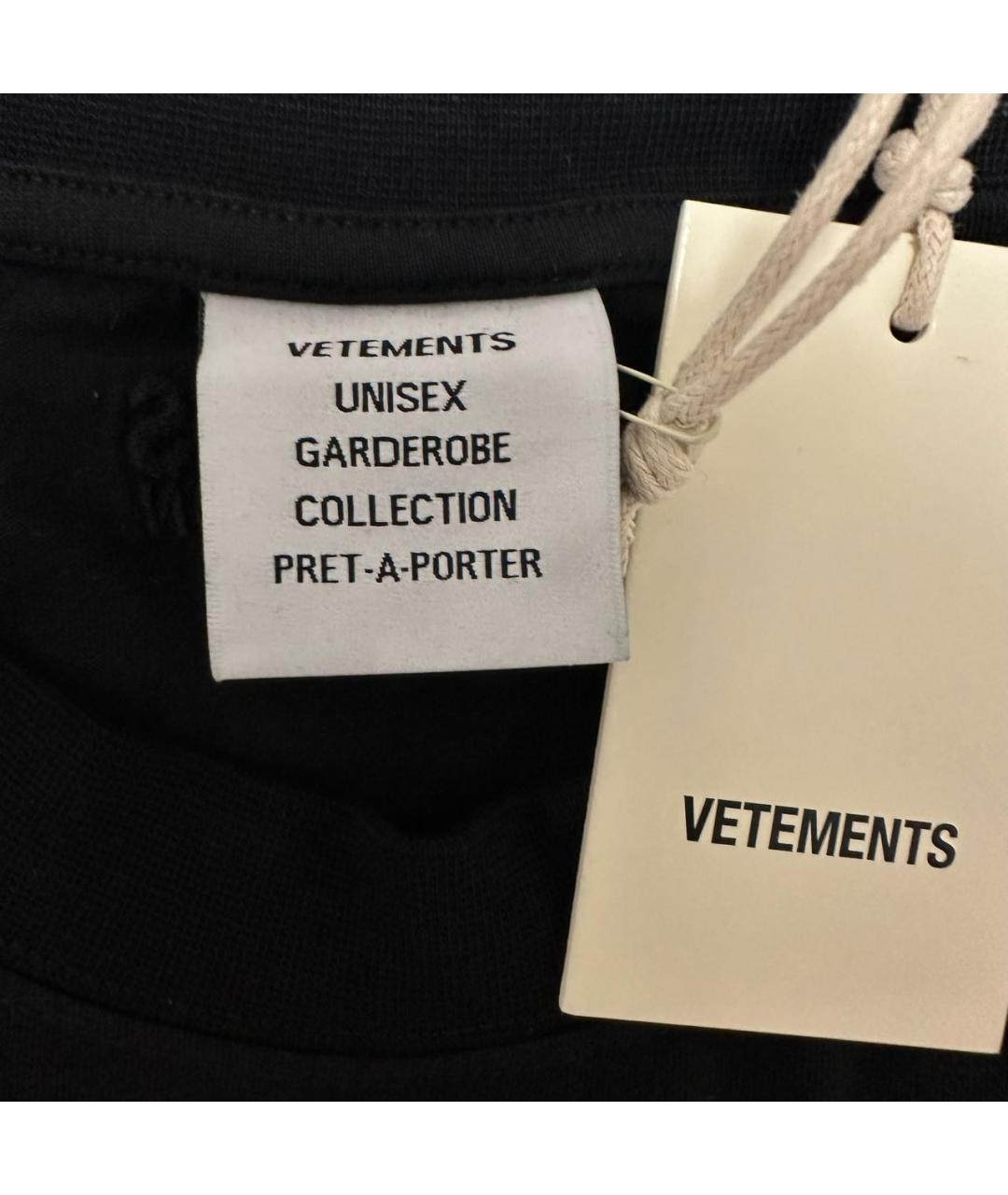 VETEMENTS Черная хлопковая футболка, фото 5