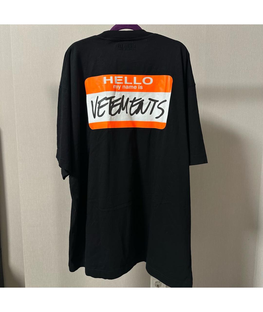 VETEMENTS Черная хлопковая футболка, фото 2