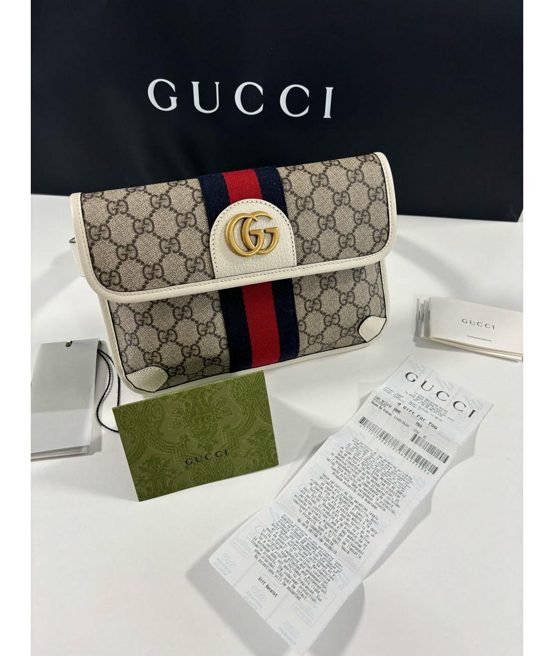 GUCCI Белая кожаная поясная сумка, фото 2