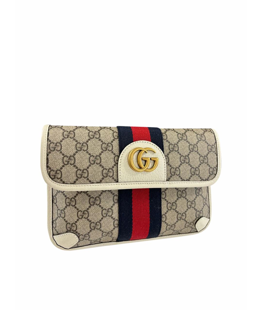 GUCCI Белая кожаная поясная сумка, фото 1