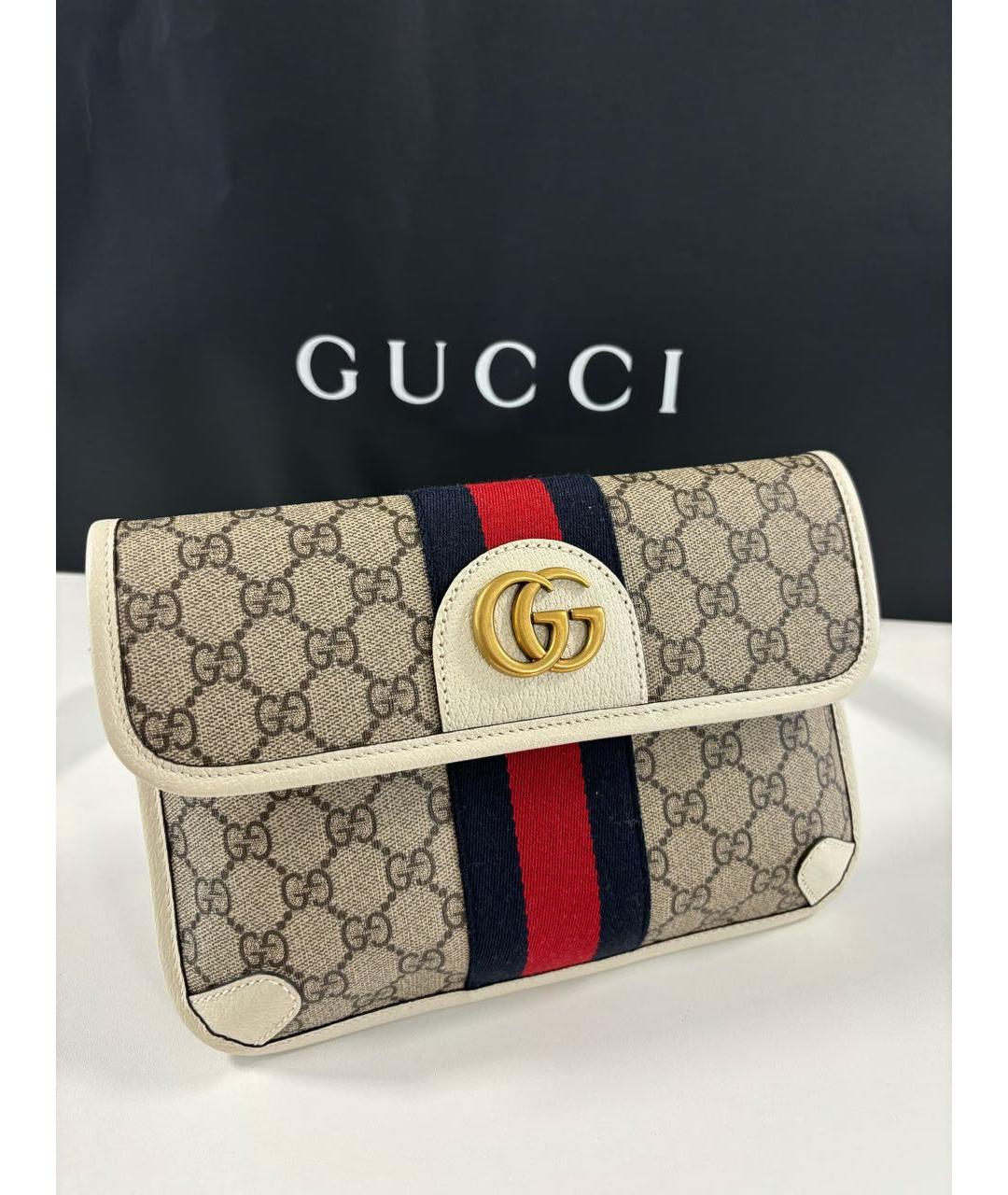 GUCCI Белая кожаная поясная сумка, фото 9