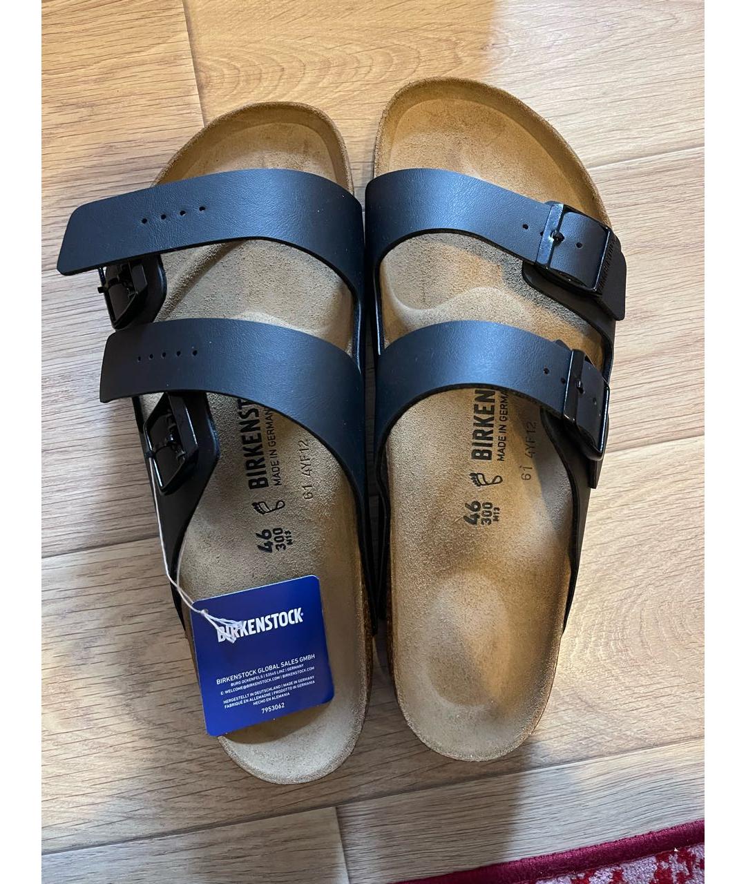 BIRKENSTOCK Черные кожаные шлепанцы, фото 3