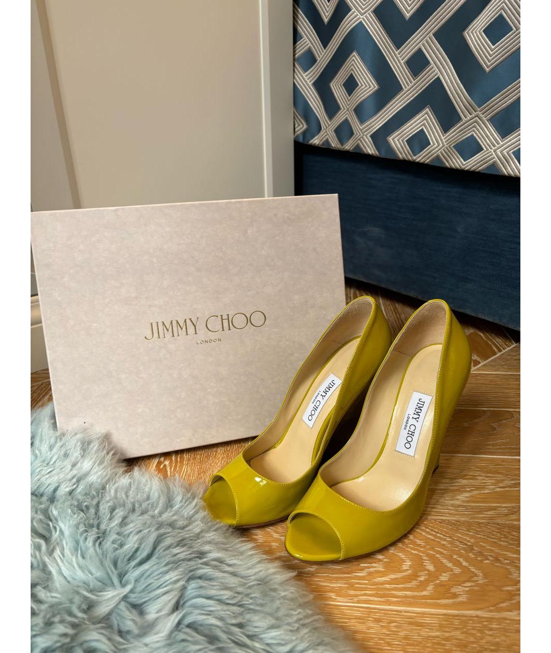 JIMMY CHOO Салатовые туфли из лакированной кожи, фото 5