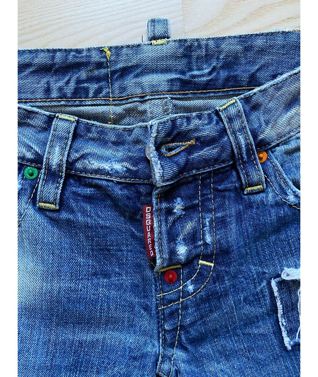 DSQUARED2 Синие хлопковые прямые джинсы, фото 4