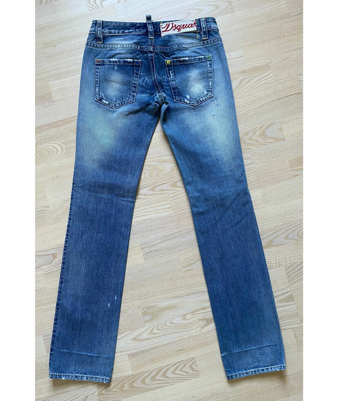 DSQUARED2 Синие хлопковые прямые джинсы, фото 2