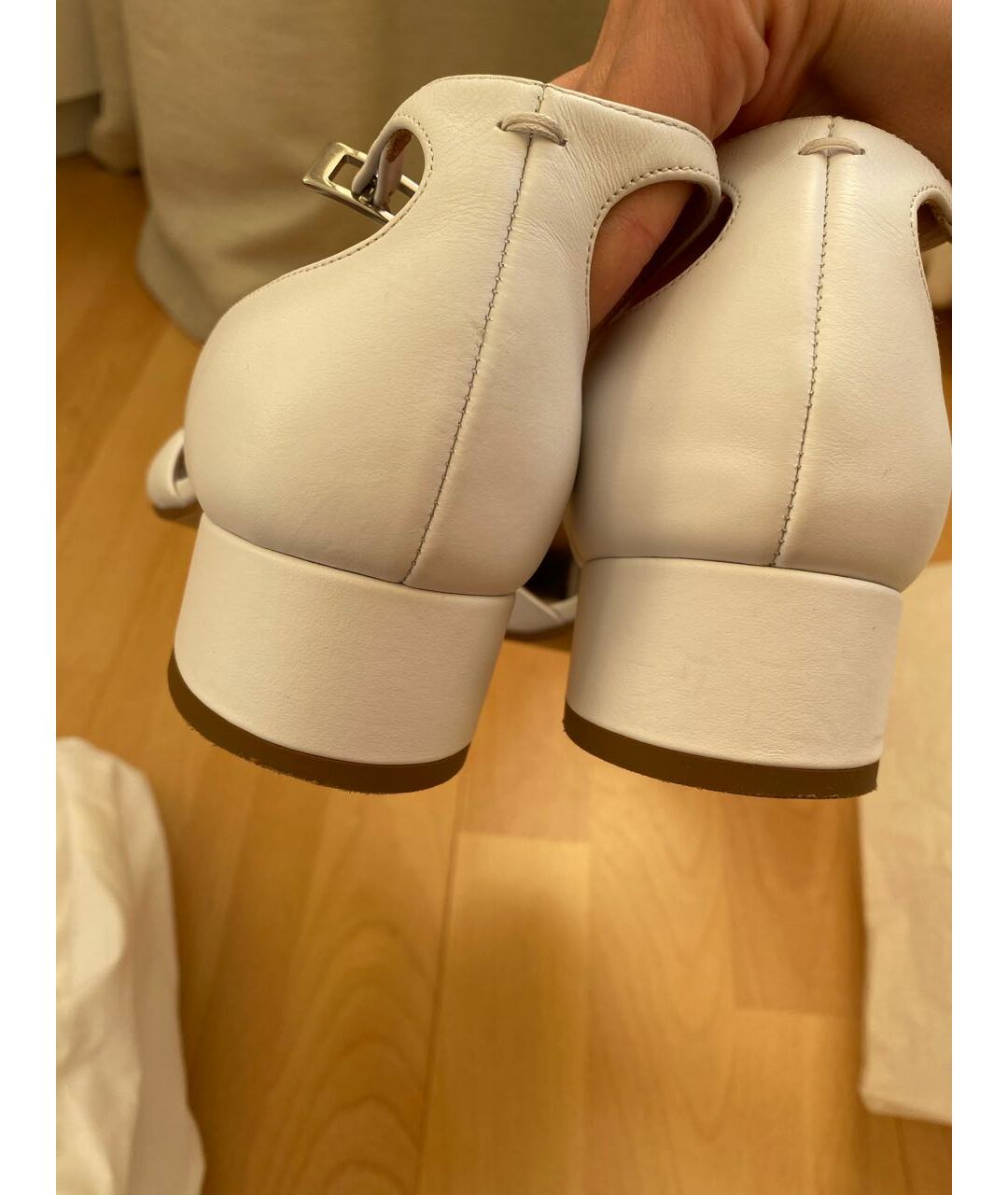 MAISON MARGIELA Белые кожаные сандалии, фото 4