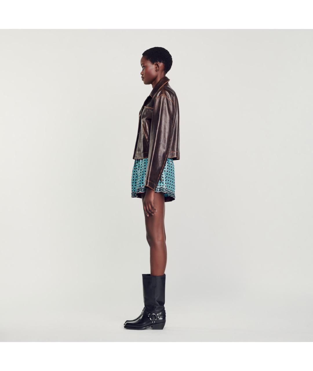 SANDRO Коричневая кожаная куртка, фото 5