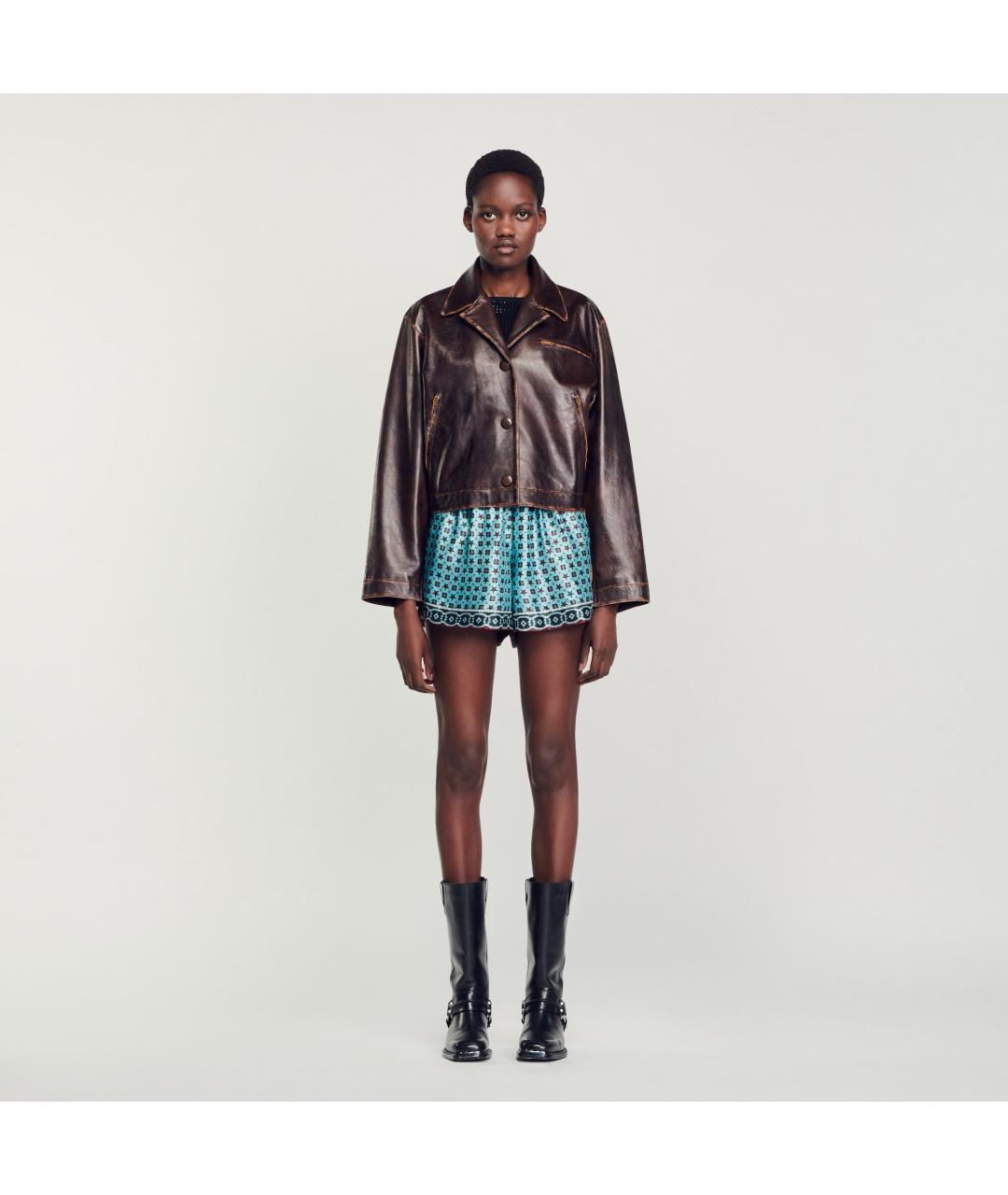 SANDRO Коричневая кожаная куртка, фото 3