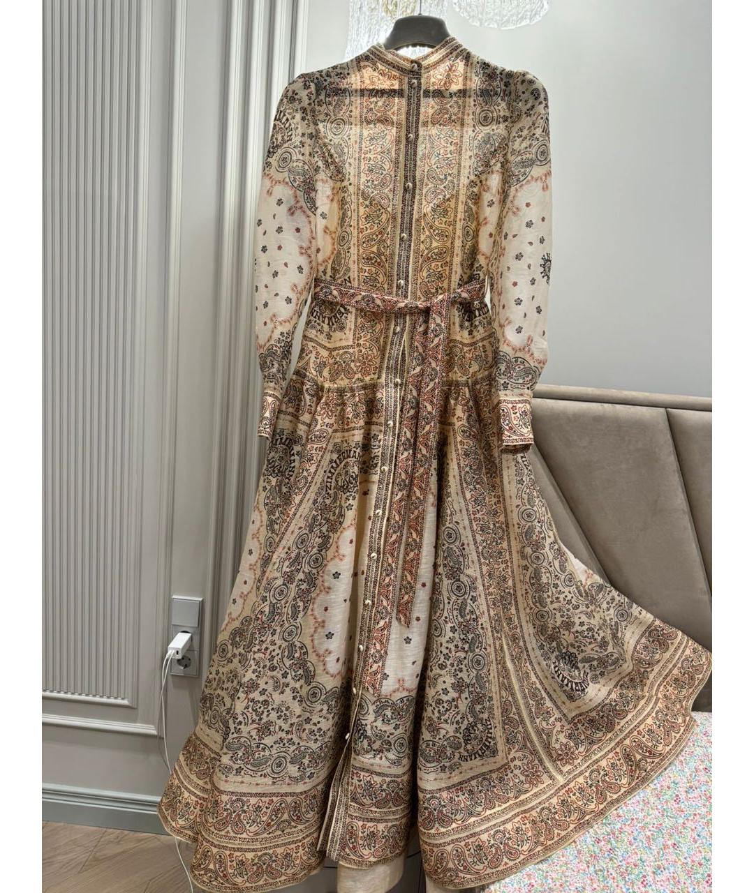 ZIMMERMANN Бежевое льняное вечернее платье, фото 3