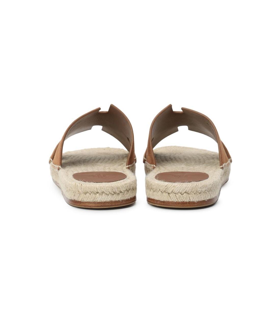 HERMES Коричневые замшевые шлепанцы, фото 4