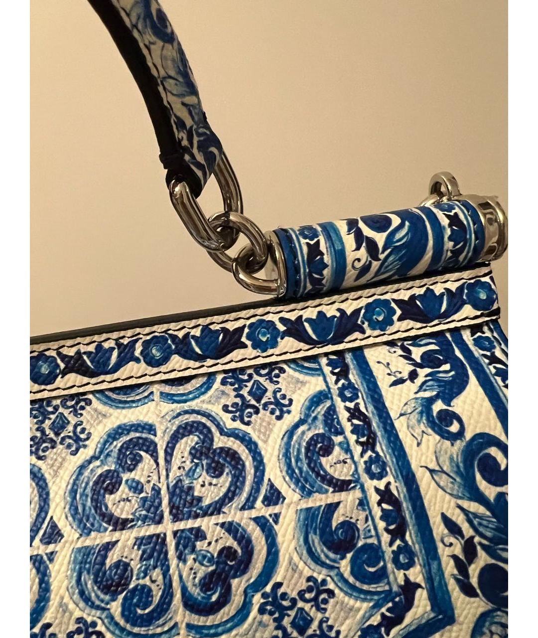 DOLCE&GABBANA Голубая кожаная сумка через плечо, фото 3