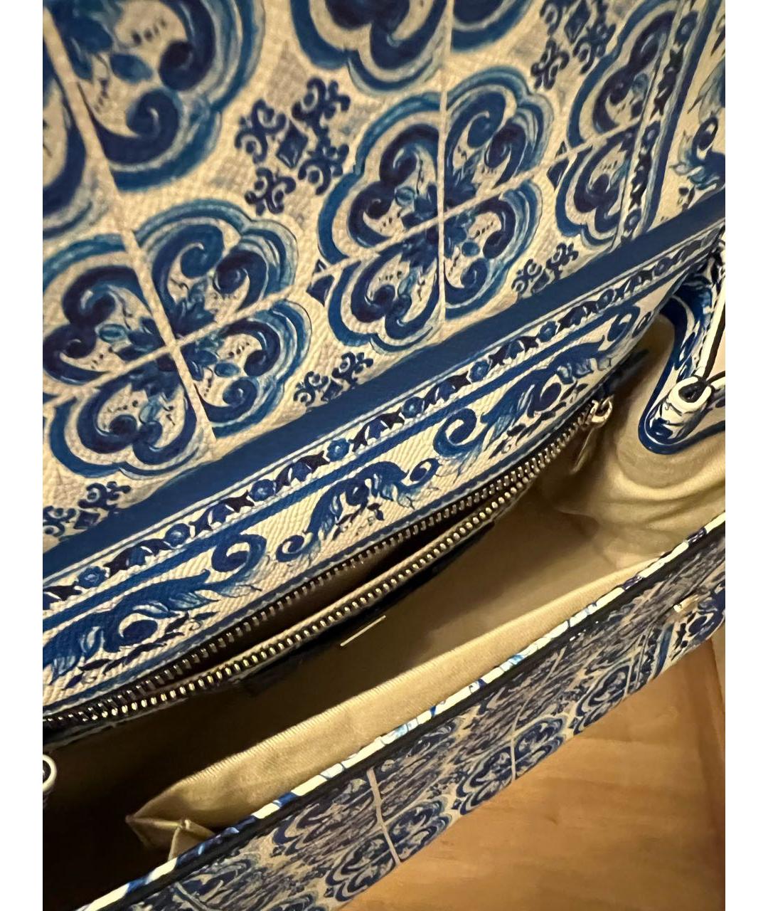 DOLCE&GABBANA Голубая кожаная сумка через плечо, фото 2