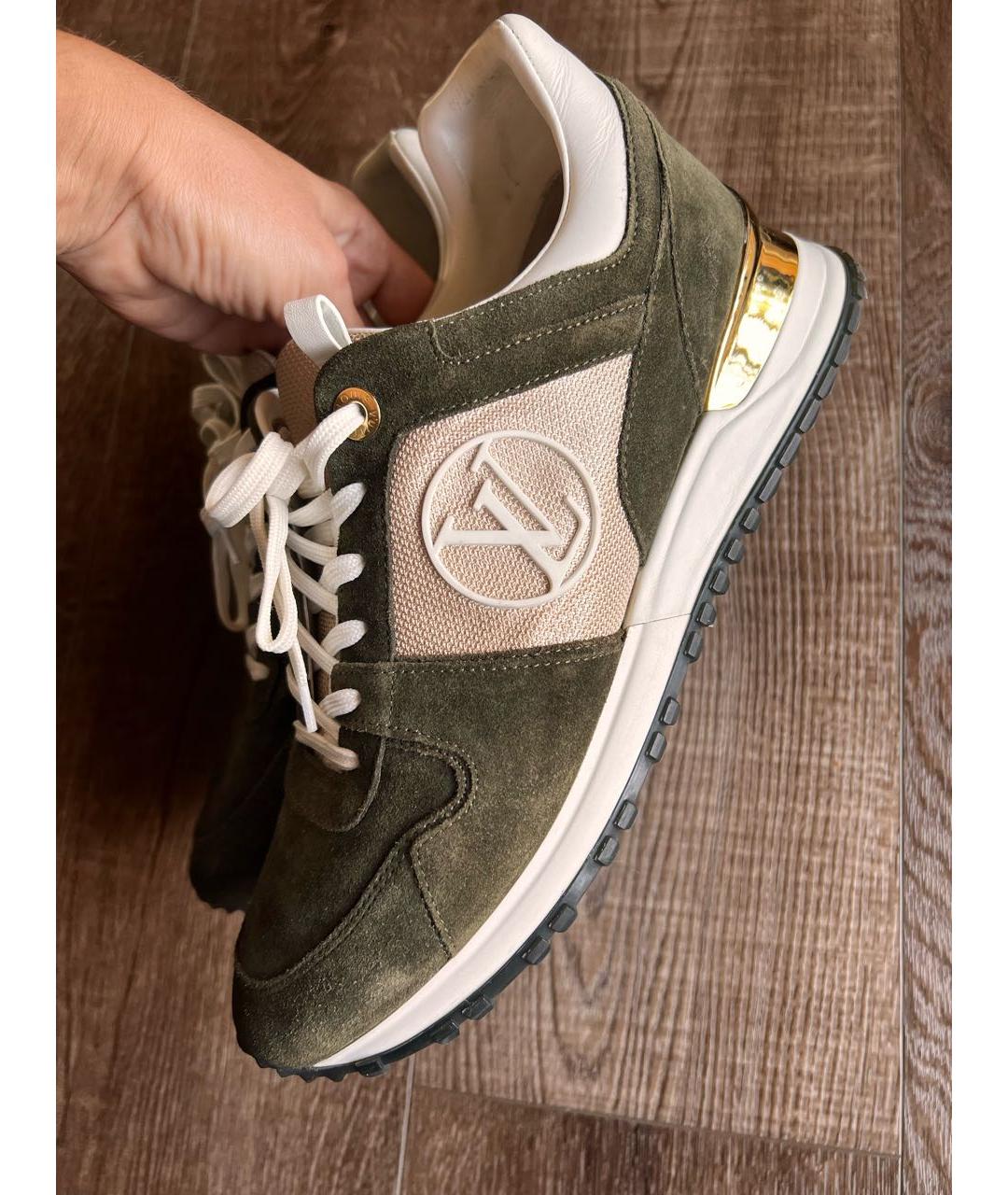 LOUIS VUITTON Хаки кожаные кроссовки, фото 2