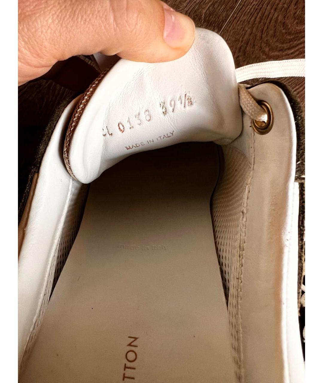 LOUIS VUITTON Хаки кожаные кроссовки, фото 5