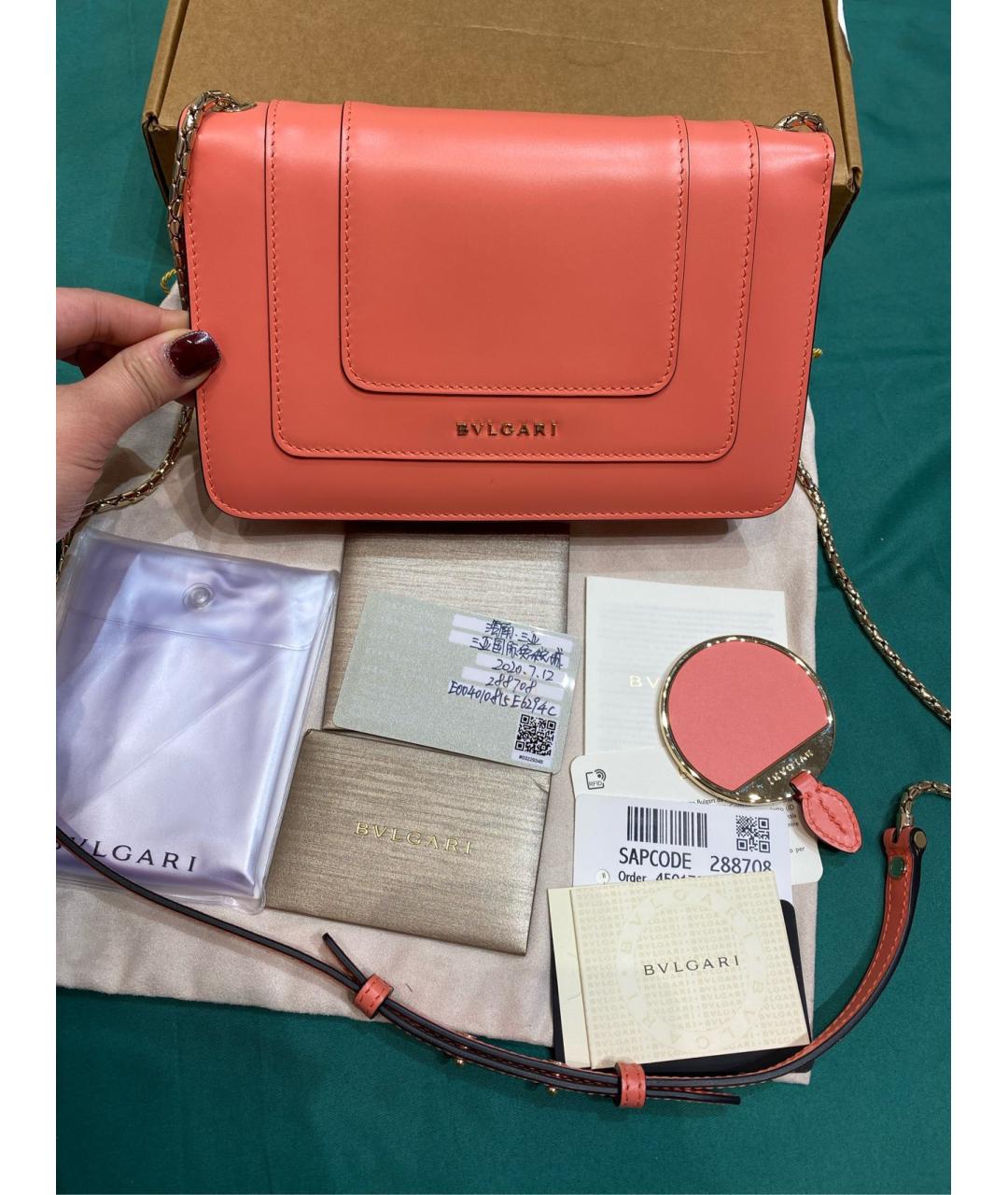 BVLGARI Розовая кожаная сумка через плечо, фото 5