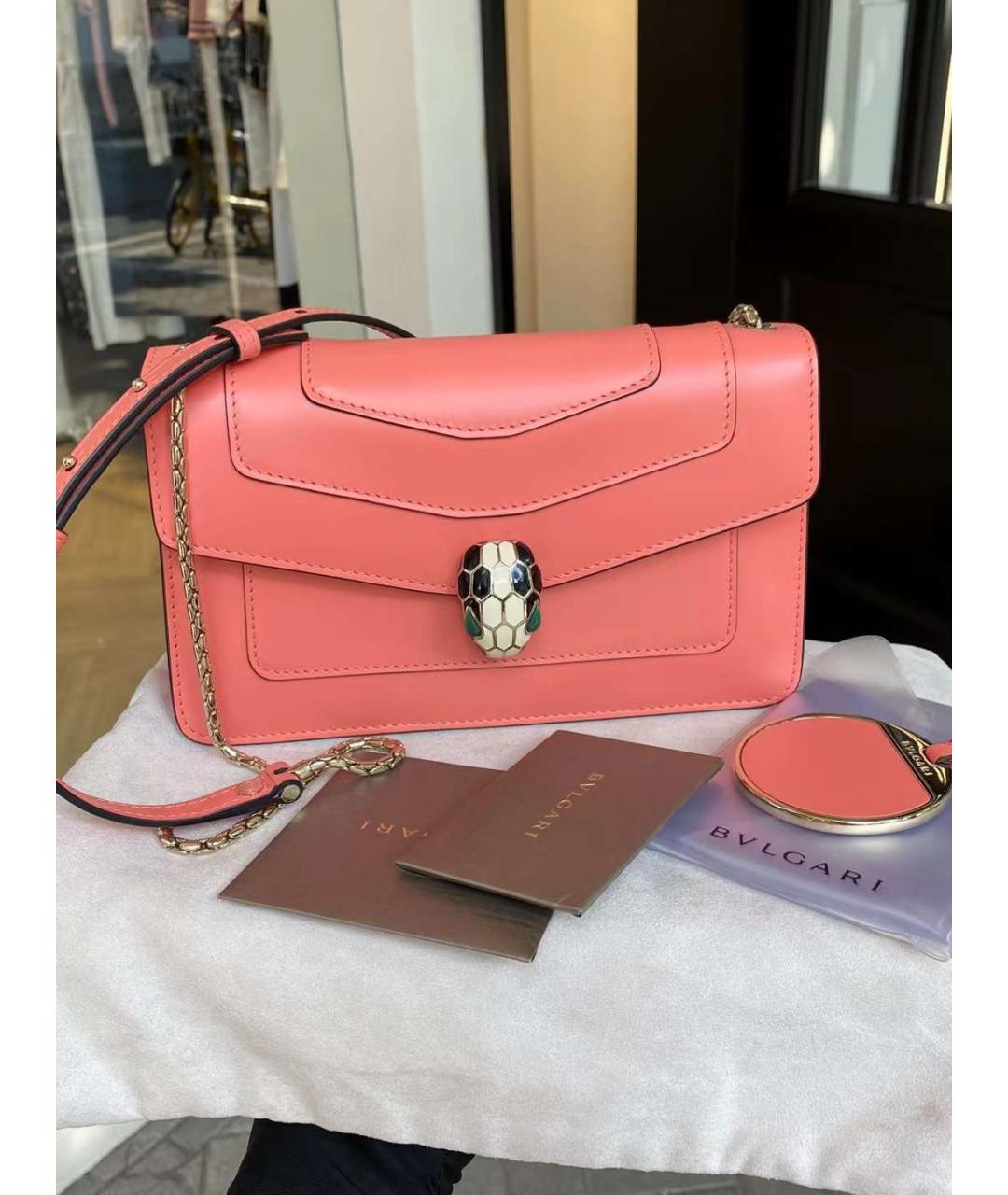 BVLGARI Розовая кожаная сумка через плечо, фото 9