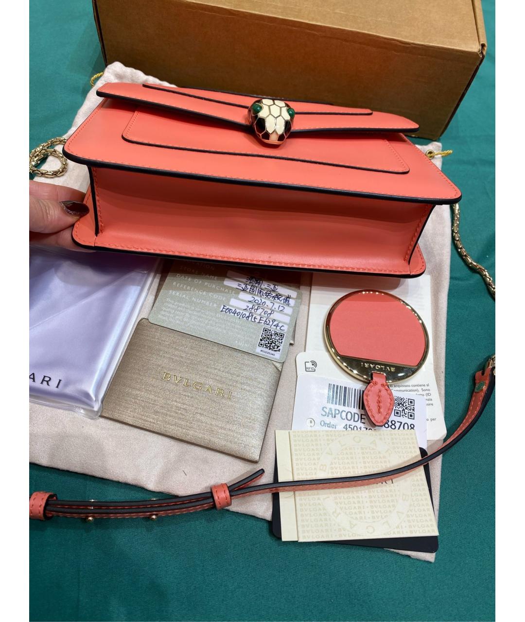 BVLGARI Розовая кожаная сумка через плечо, фото 2