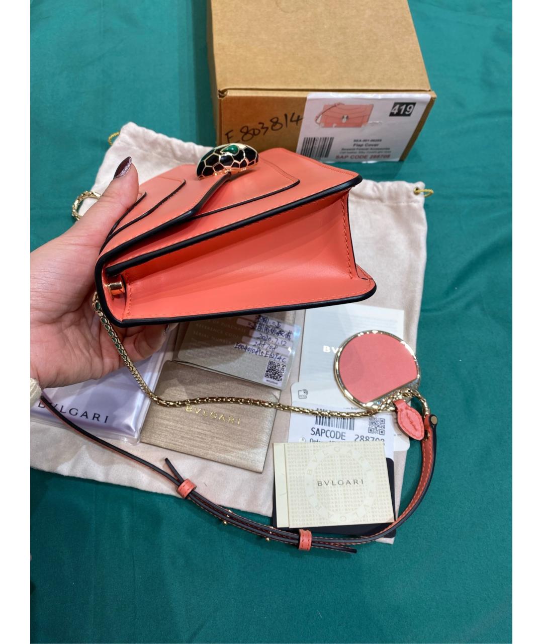 BVLGARI Розовая кожаная сумка через плечо, фото 3