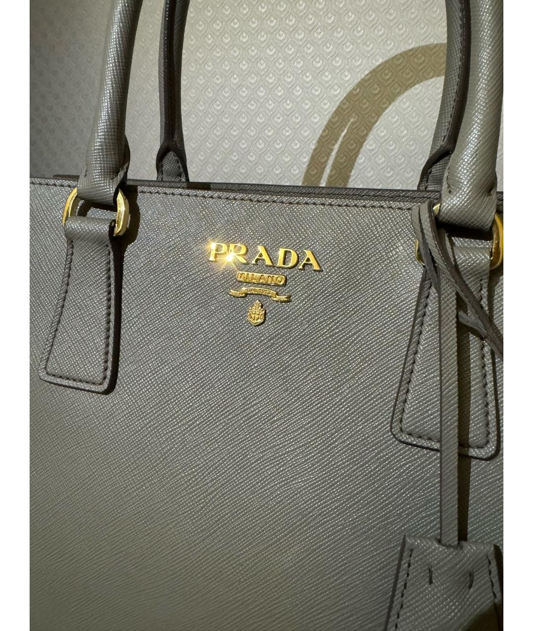 PRADA Антрацитовая кожаная сумка тоут, фото 4