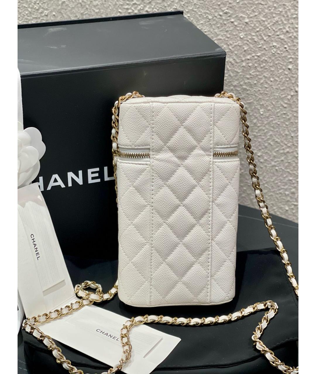 CHANEL Белая кожаная сумка через плечо, фото 4