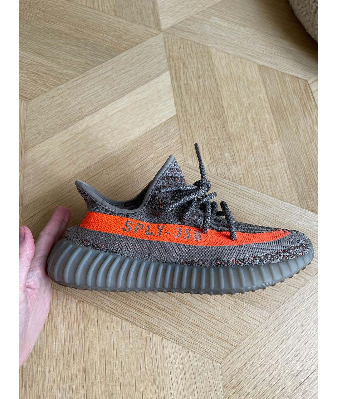 ADIDAS YEEZY Антрацитовые текстильные кроссовки, фото 6