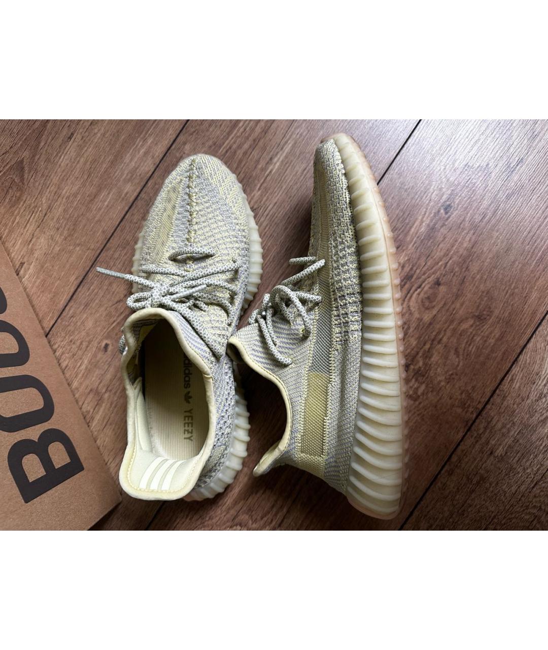 ADIDAS YEEZY Зеленые текстильные низкие кроссовки / кеды, фото 3