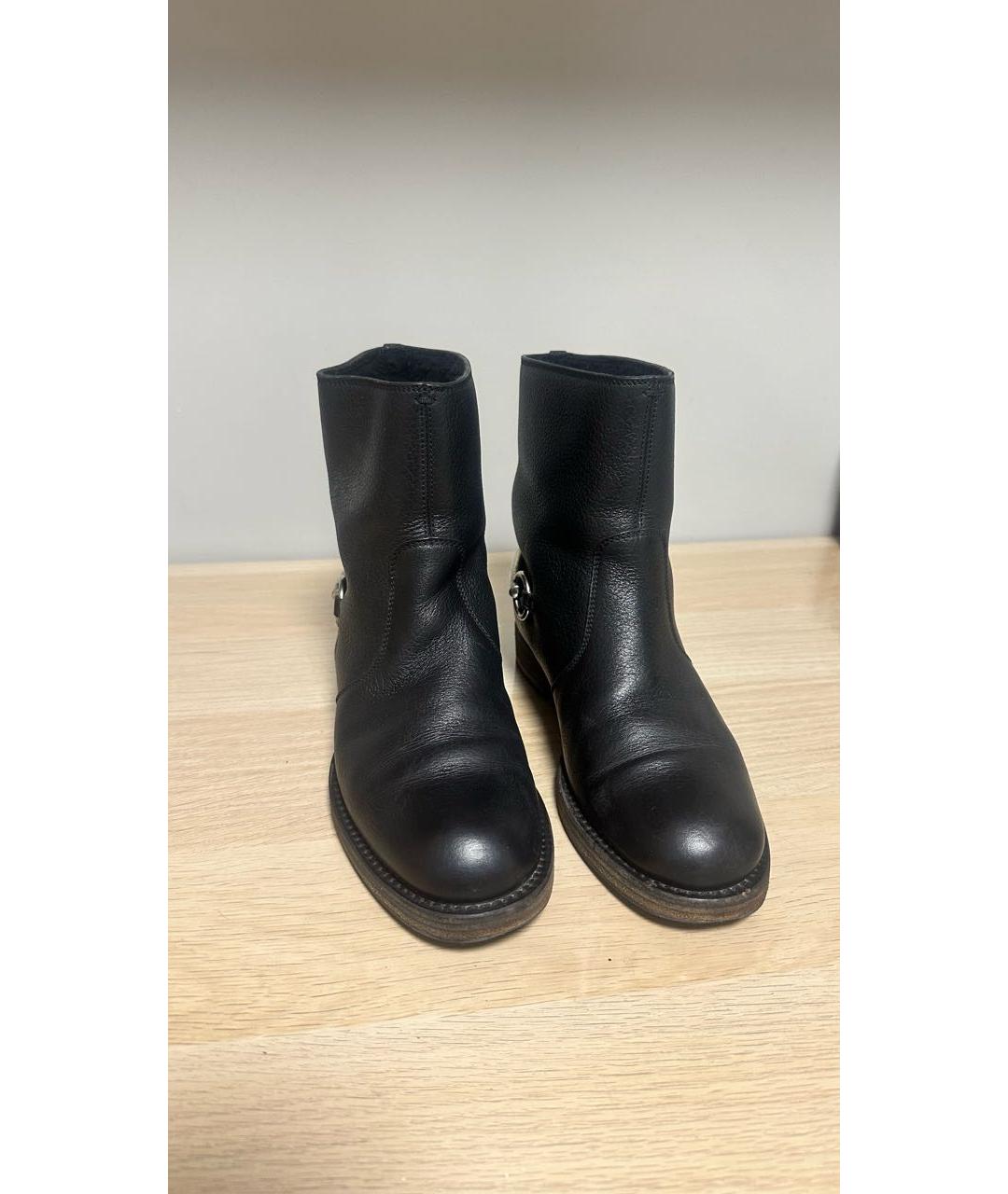 GUCCI Черные кожаные полусапоги, фото 2