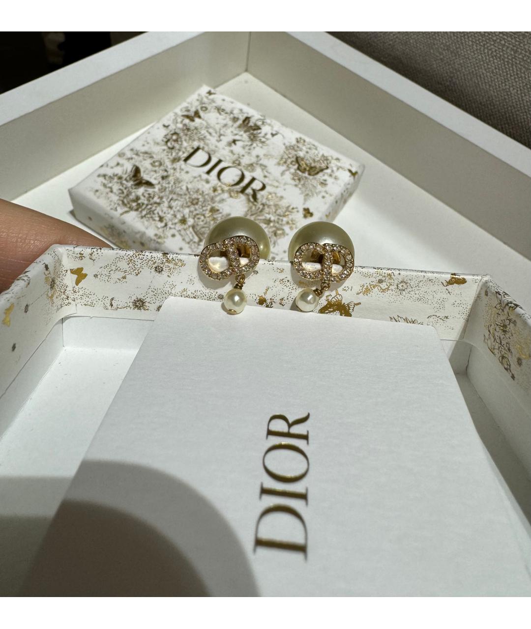 CHRISTIAN DIOR Золотые латунные серьги, фото 5