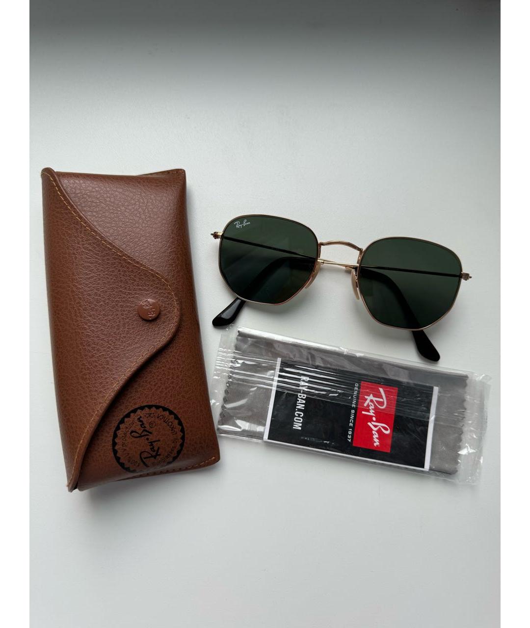 RAY BAN Коричневые металлические солнцезащитные очки, фото 4