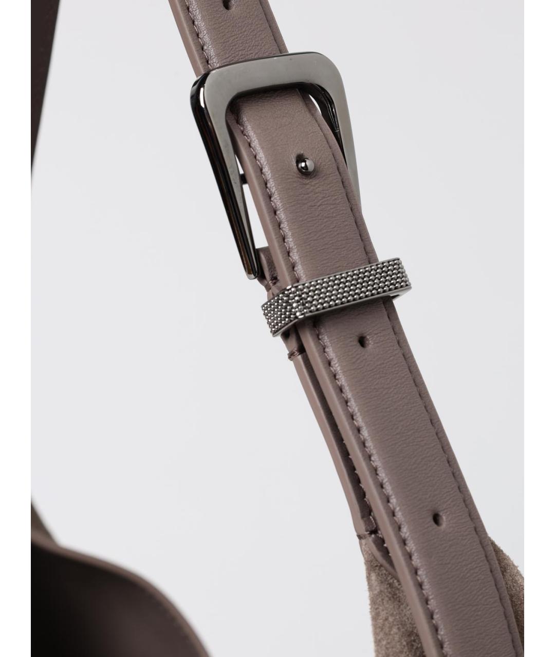 BRUNELLO CUCINELLI Бежевая кожаная сумка тоут, фото 4