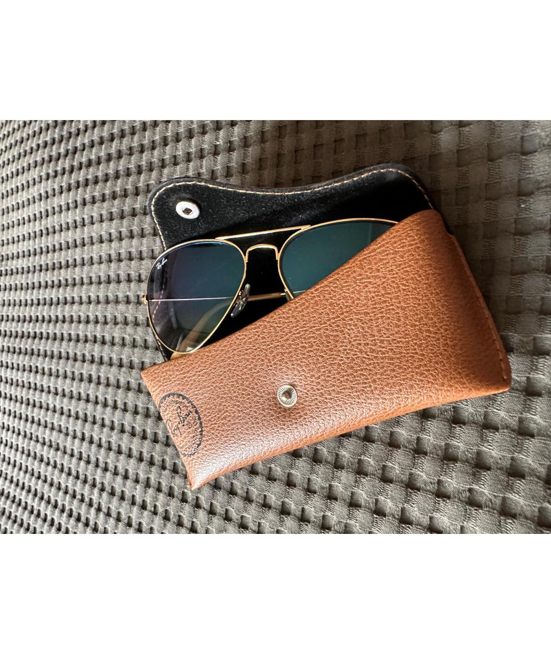 RAY BAN Золотые металлические солнцезащитные очки, фото 3
