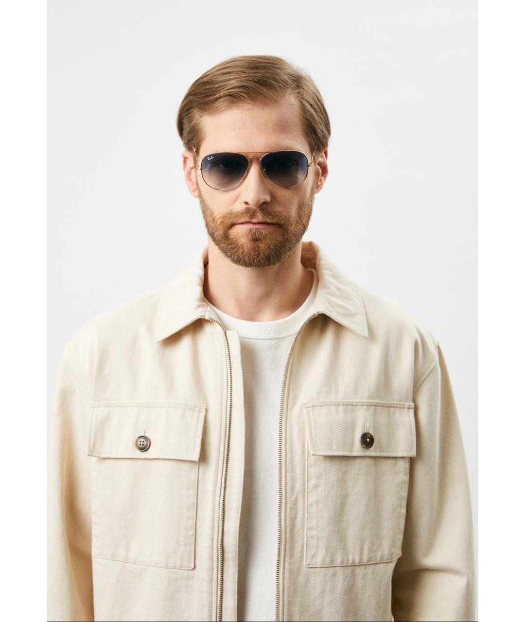 RAY BAN Золотые металлические солнцезащитные очки, фото 6