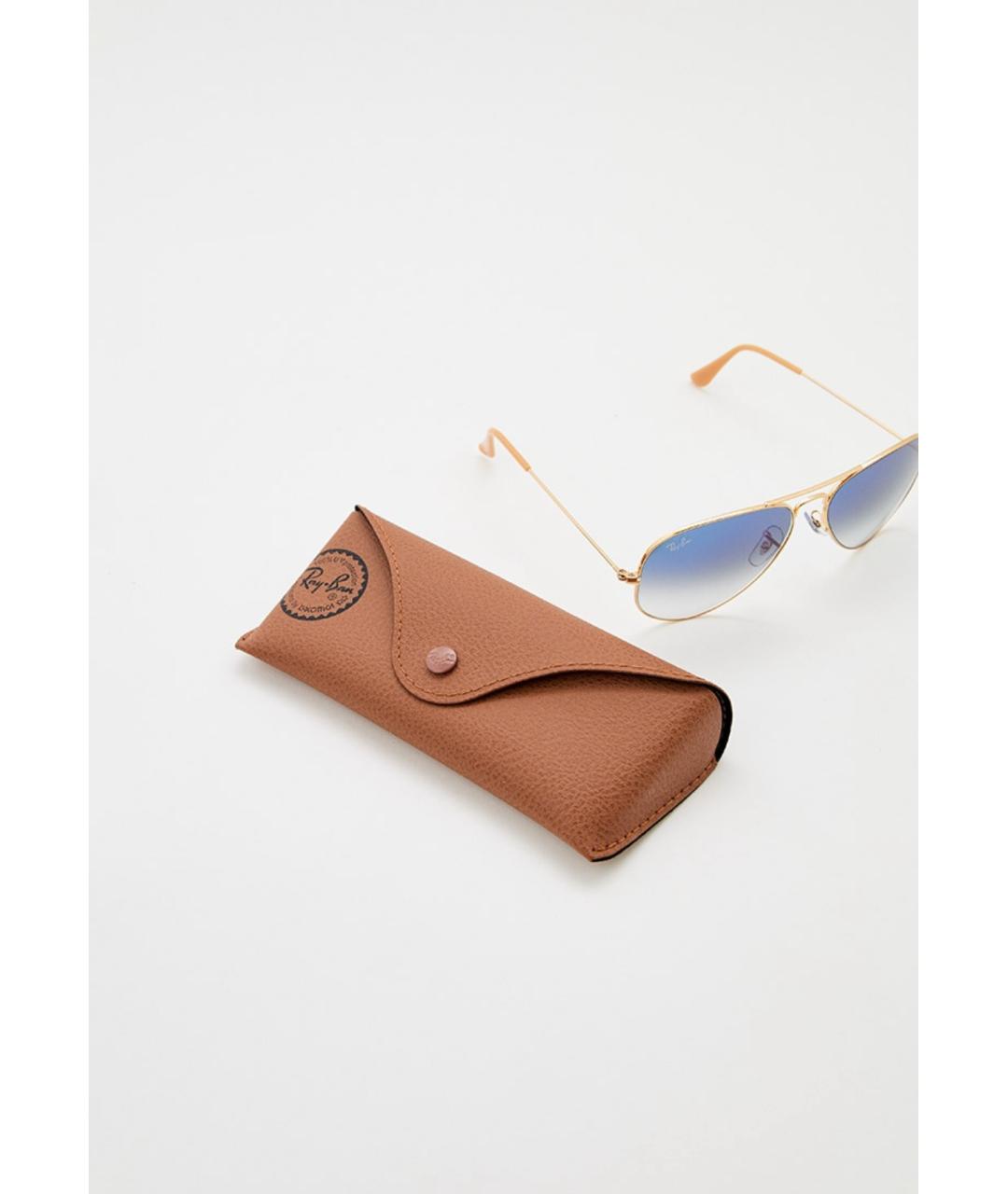 RAY BAN Золотые металлические солнцезащитные очки, фото 7