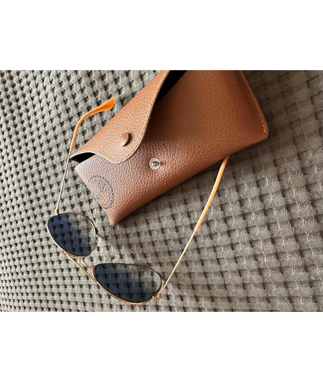 RAY BAN Золотые металлические солнцезащитные очки, фото 8