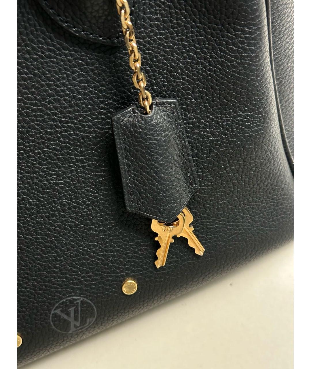 LOUIS VUITTON Черная кожаная сумка тоут, фото 8