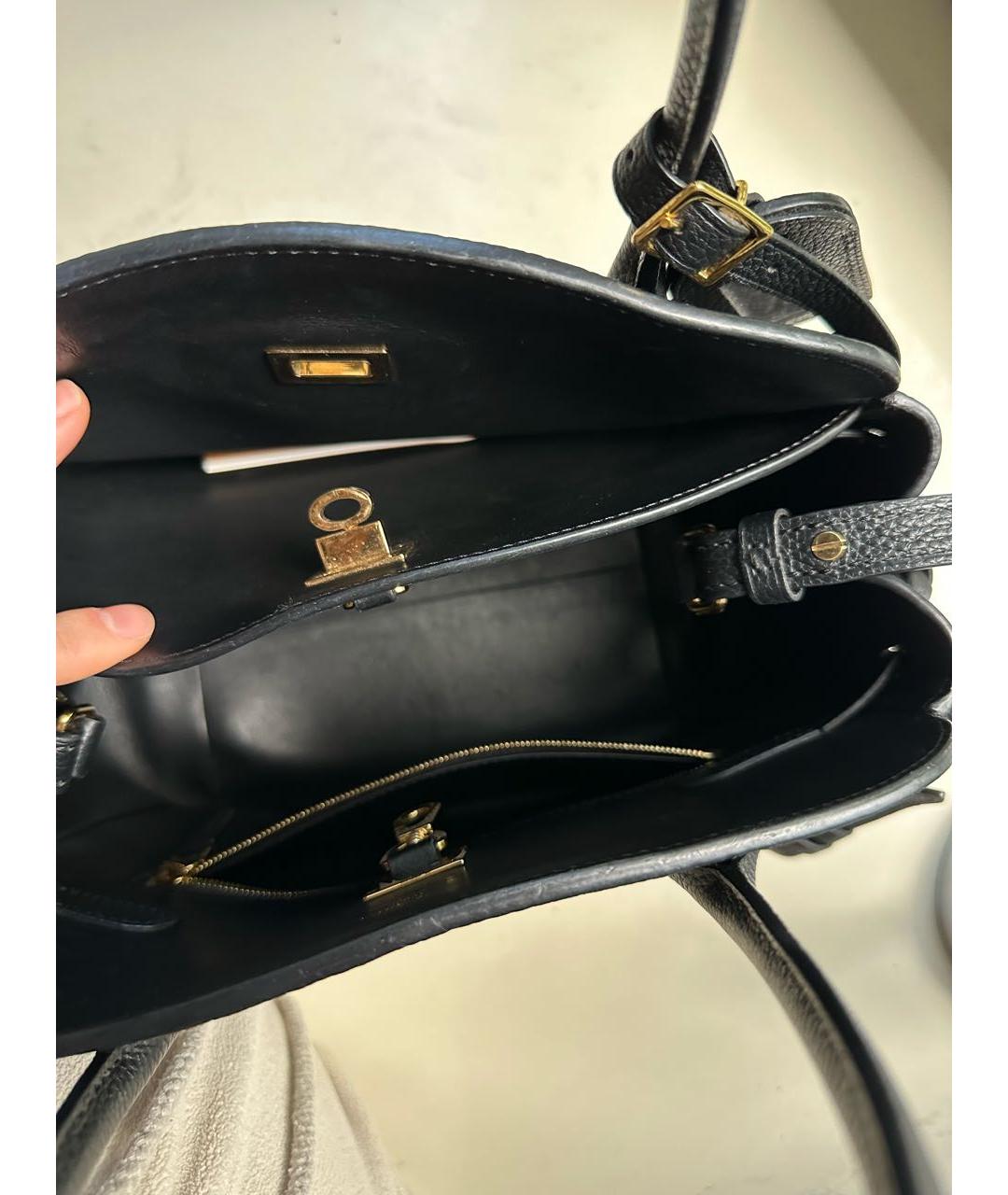 LOUIS VUITTON Черная кожаная сумка тоут, фото 4