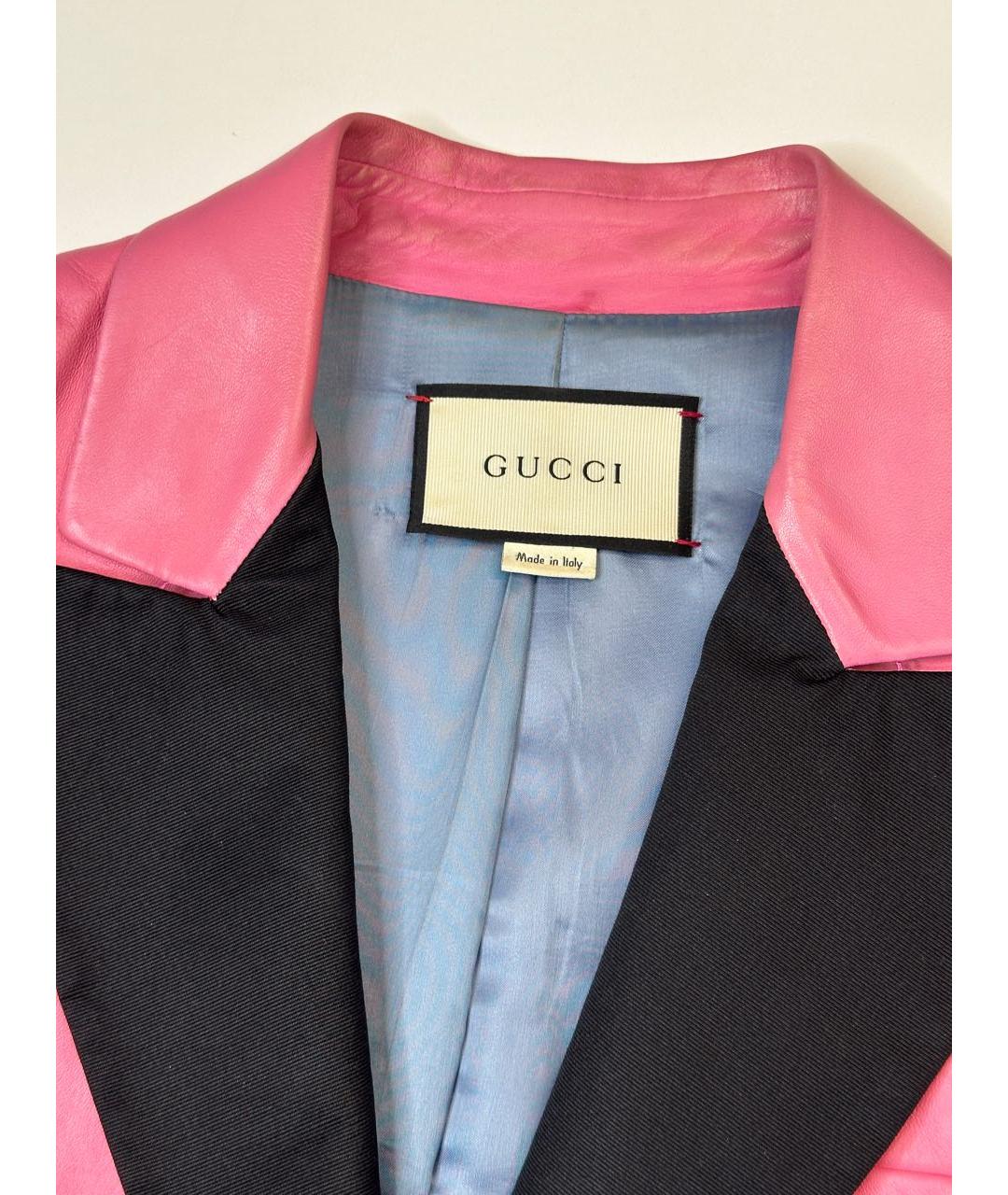 GUCCI Розовый кожаный костюм с брюками, фото 3