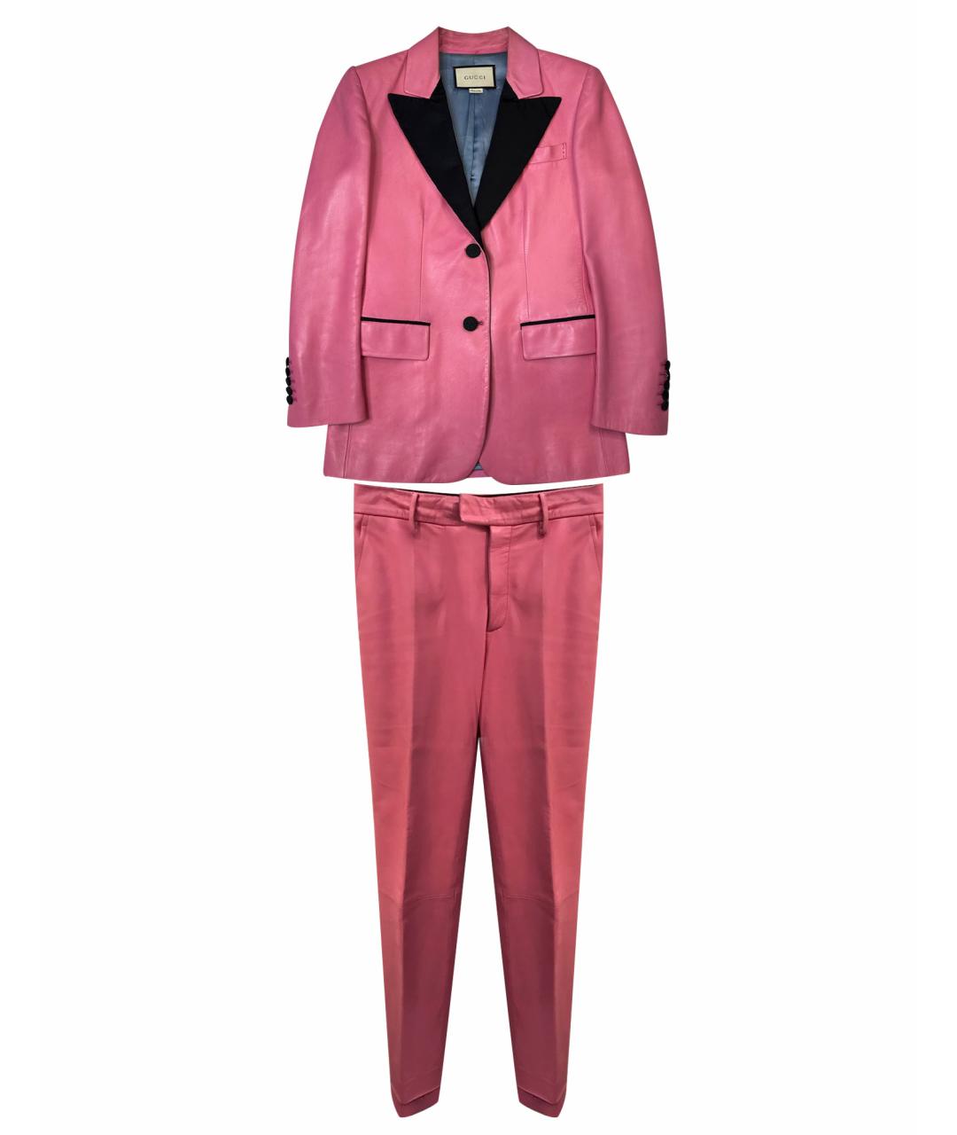GUCCI Розовый кожаный костюм с брюками, фото 1