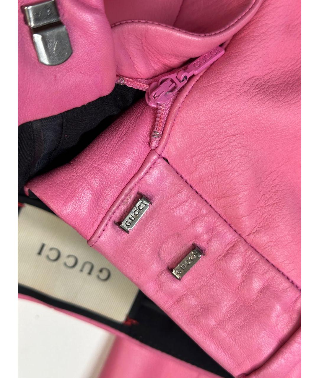 GUCCI Розовый кожаный костюм с брюками, фото 6