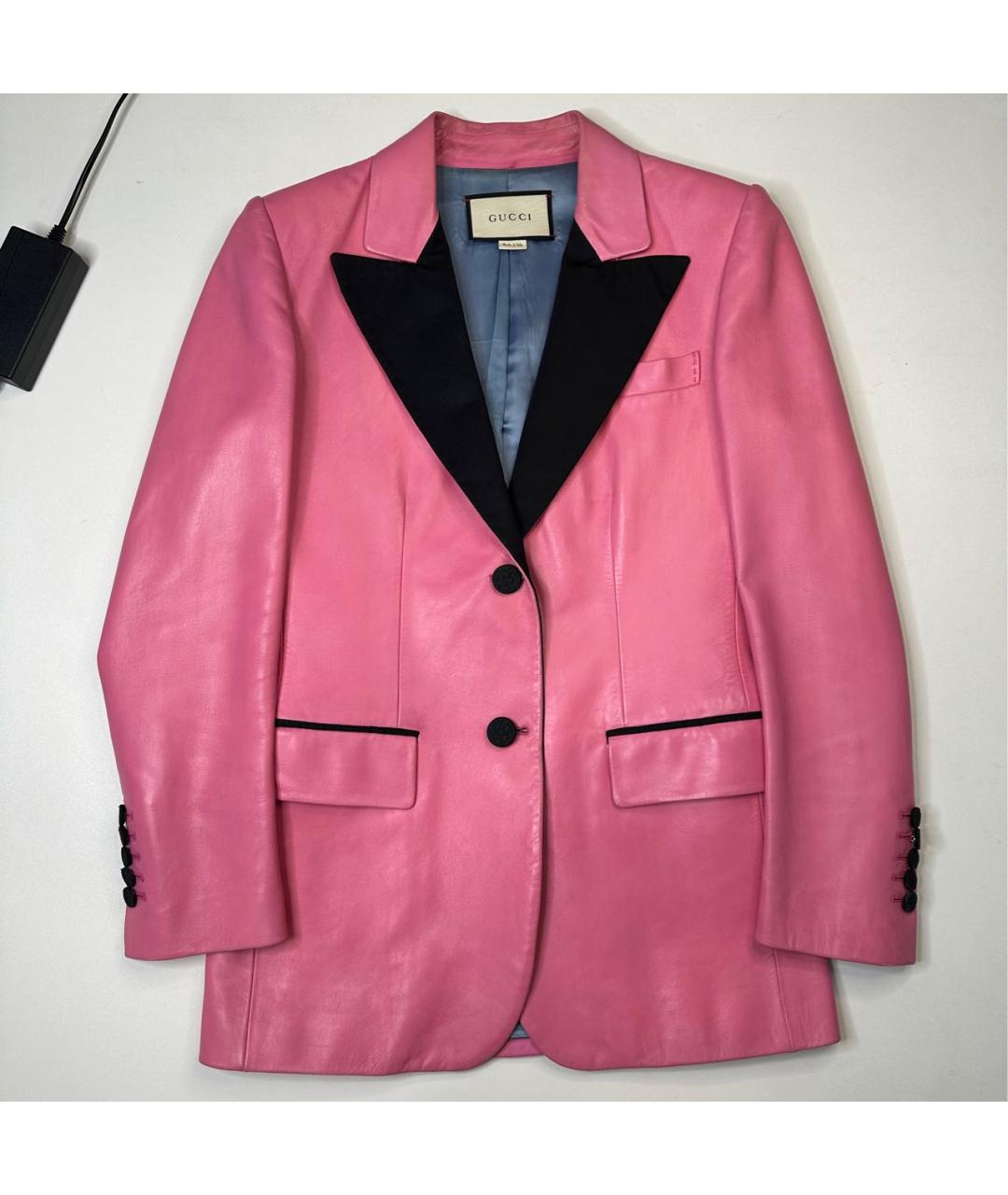 GUCCI Розовый кожаный костюм с брюками, фото 8