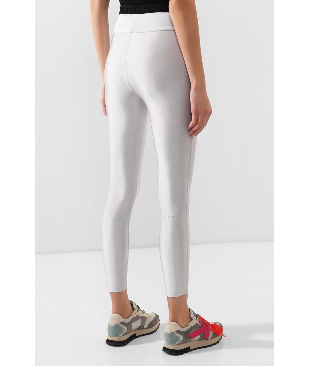 MONCLER Серебряные полиамидовые леггинсы и велосипедки, фото 3