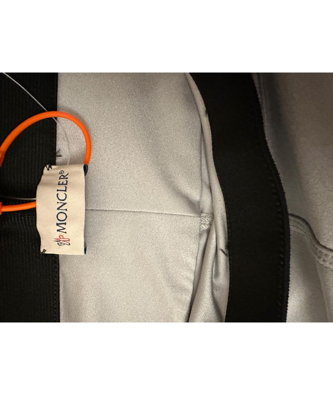 MONCLER Серебряные полиамидовые леггинсы и велосипедки, фото 8