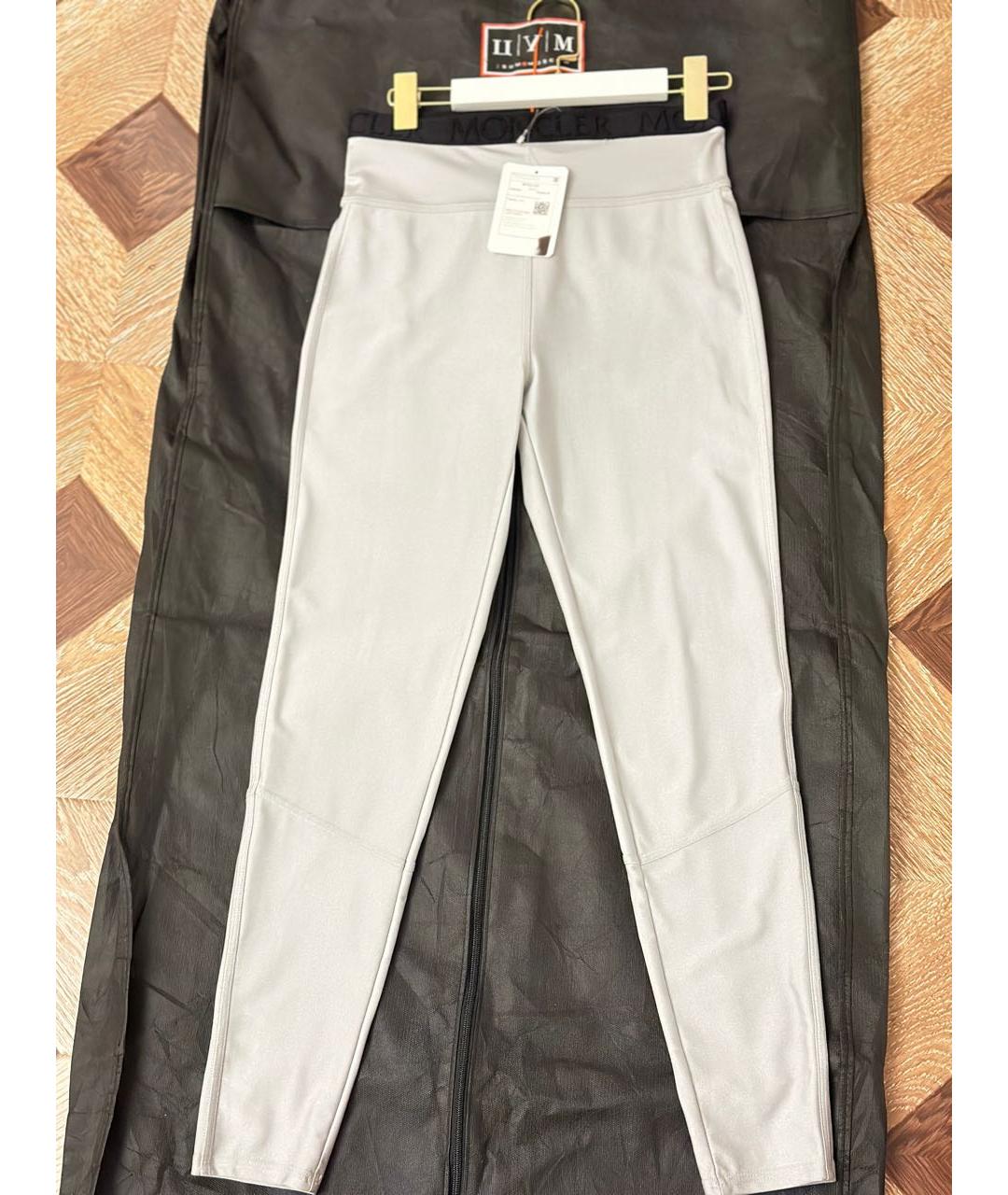 MONCLER Серебряные полиамидовые леггинсы и велосипедки, фото 5