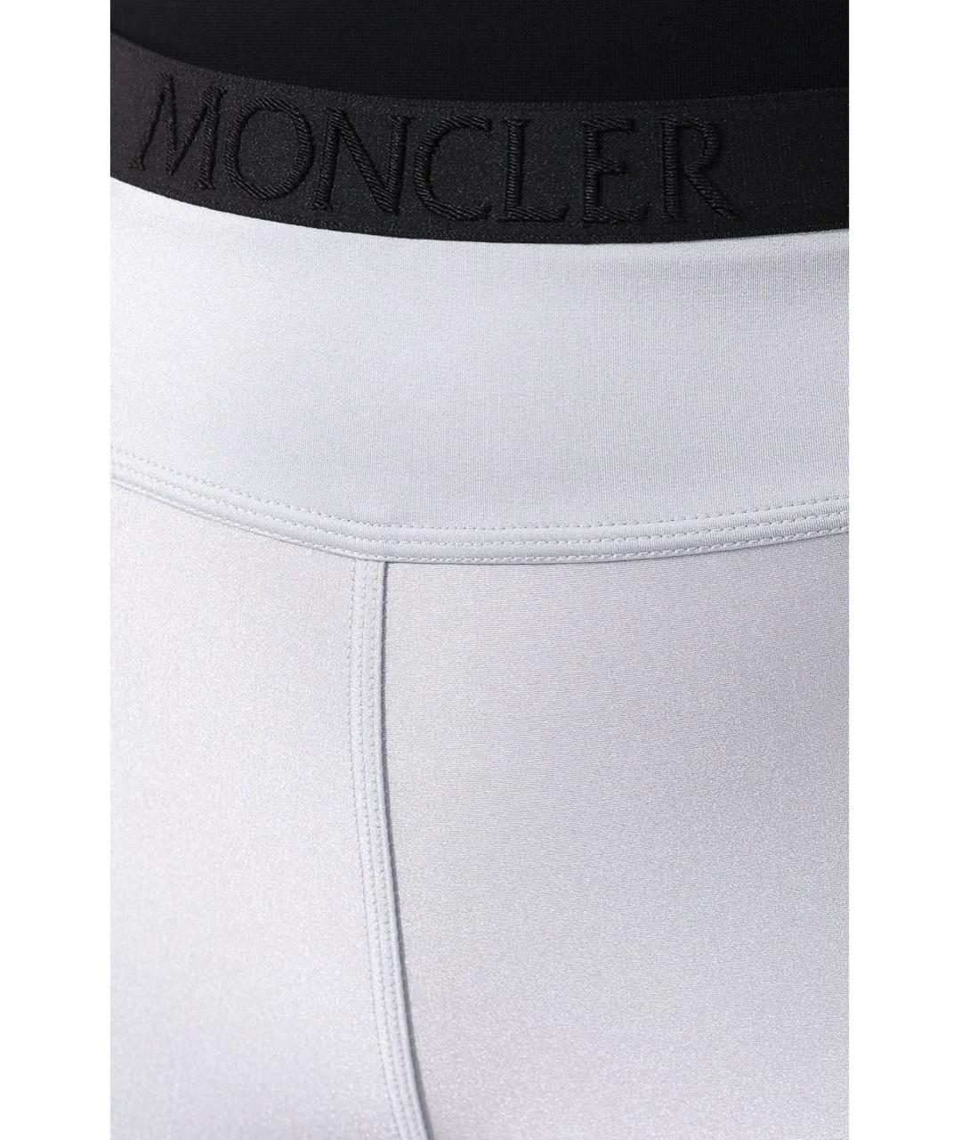 MONCLER Серебряные полиамидовые леггинсы и велосипедки, фото 2