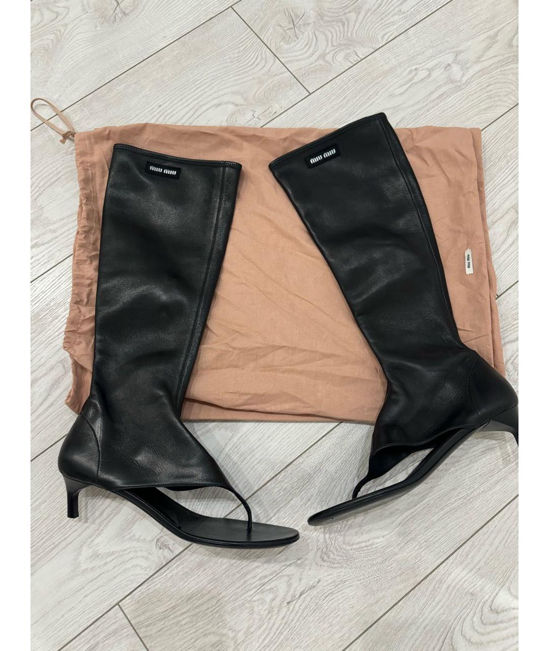 MIU MIU Черные кожаные сапоги, фото 5