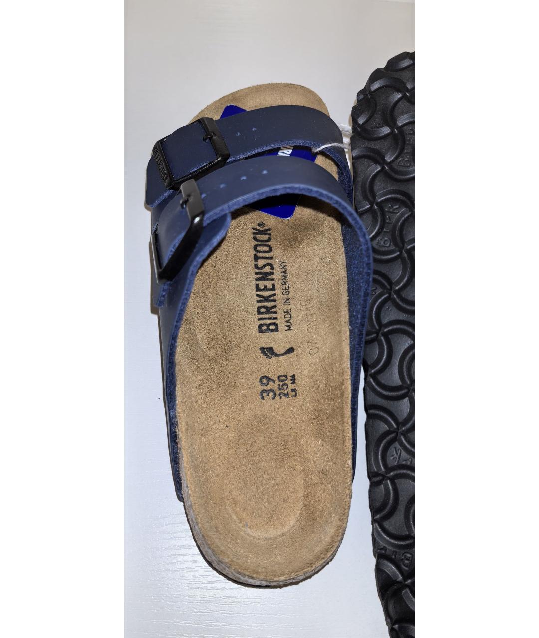 BIRKENSTOCK Темно-синие кожаные шлепанцы, фото 6