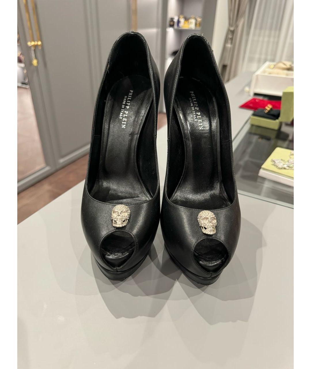 PHILIPP PLEIN Черные кожаные туфли, фото 2