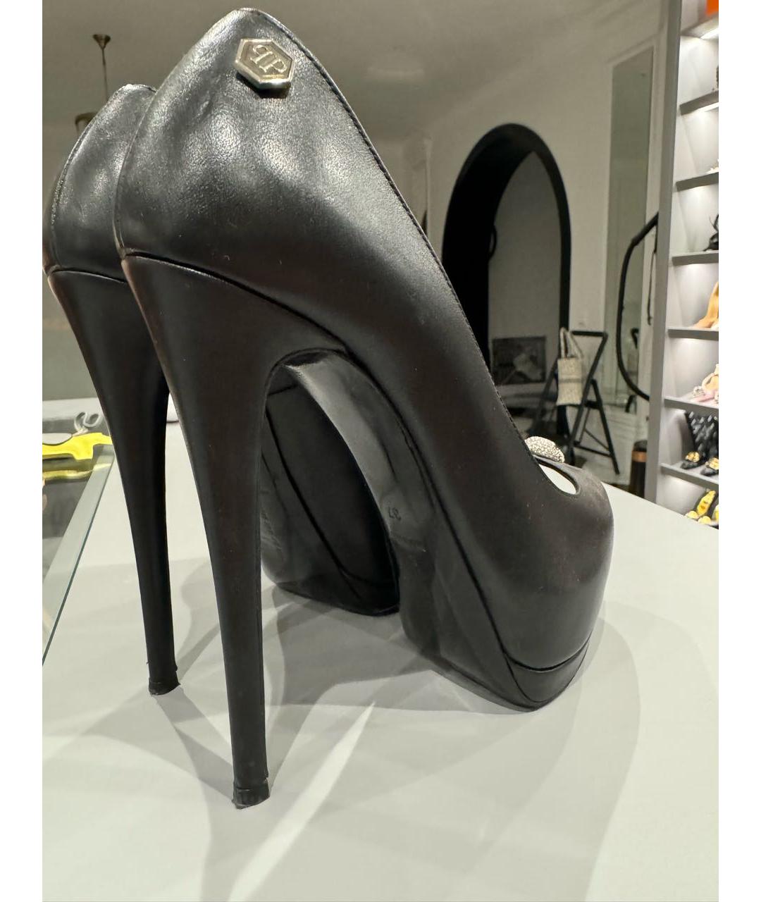 PHILIPP PLEIN Черные кожаные туфли, фото 3
